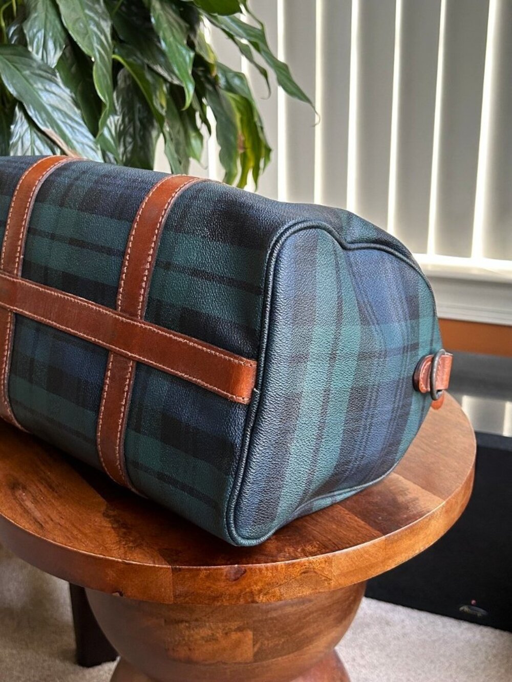 POLO RALPH LAUREN Tartan Plaid Boston Bag, Forest Green, Navy - Picture 14 of 15